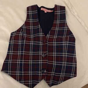 Anthropologie Red and Blue Plaid Vest